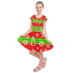 Christmas Pattern Kids  Short Sleeve Dress by Valentinaart