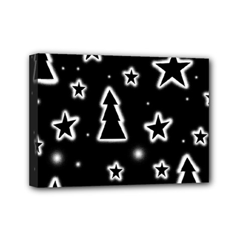 Black And White Xmas Mini Canvas 7  X 5  by Valentinaart
