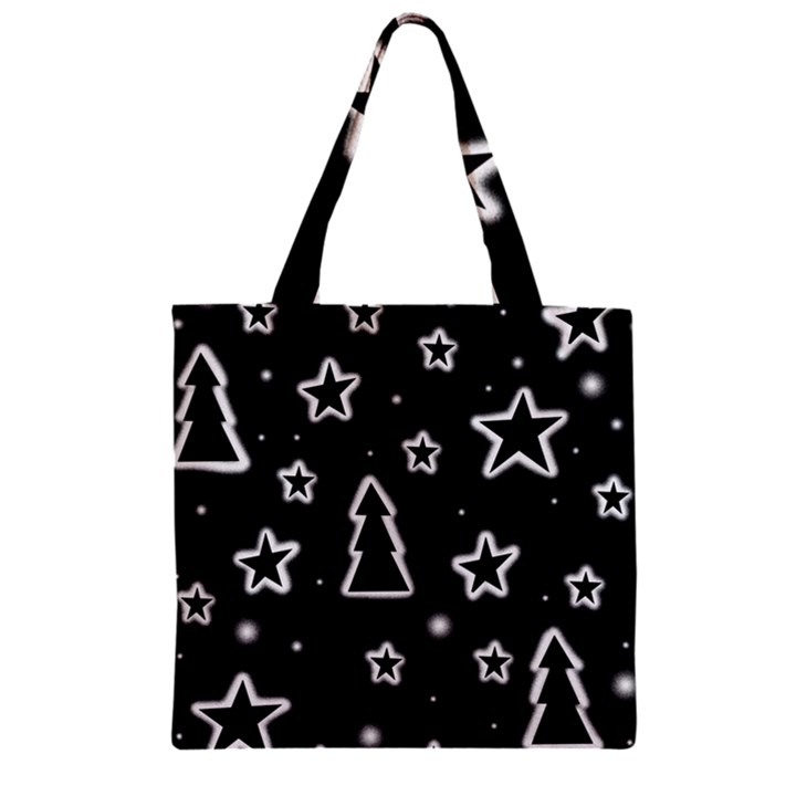 Black and white Xmas Zipper Grocery Tote Bag