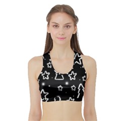 Black And White Xmas Sports Bra With Border