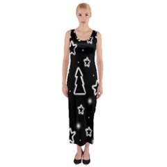 Black And White Xmas Fitted Maxi Dress by Valentinaart