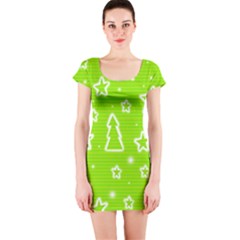 Green Christmas Short Sleeve Bodycon Dress