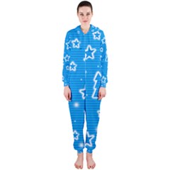 Blue Decorative Xmas Design Hooded Jumpsuit (ladies)  by Valentinaart