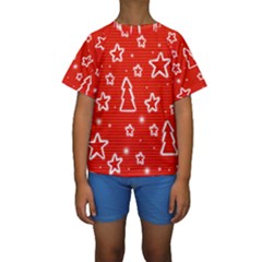 Red Xmas Kids  Short Sleeve Swimwear