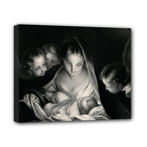 Nativity Scene Birth Of Jesus With Virgin Mary And Angels Black And White Litograph Canvas 10  X 8  by yoursparklingshop