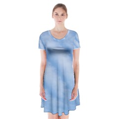 Wavy Clouds Short Sleeve V-neck Flare Dress