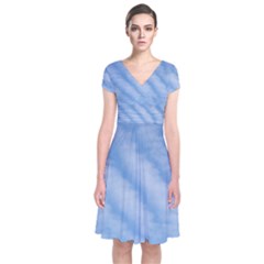 Wavy Clouds Short Sleeve Front Wrap Dress