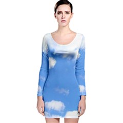 Clouds And Blue Sky Long Sleeve Velvet Bodycon Dress by picsaspassion