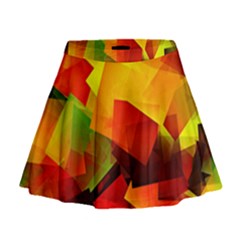 Indian Summer Cubes Mini Flare Skirt by designworld65