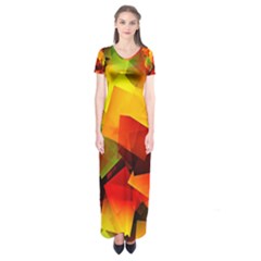 Indian Summer Cubes Short Sleeve Maxi Dress by designworld65