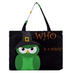 Who Is A Witch? - Green Medium Zipper Tote Bag by Valentinaart