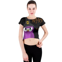 Who Is A Witch? - Purple Crew Neck Crop Top by Valentinaart