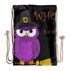 Who Is A Witch? - Purple Drawstring Bag (large) by Valentinaart