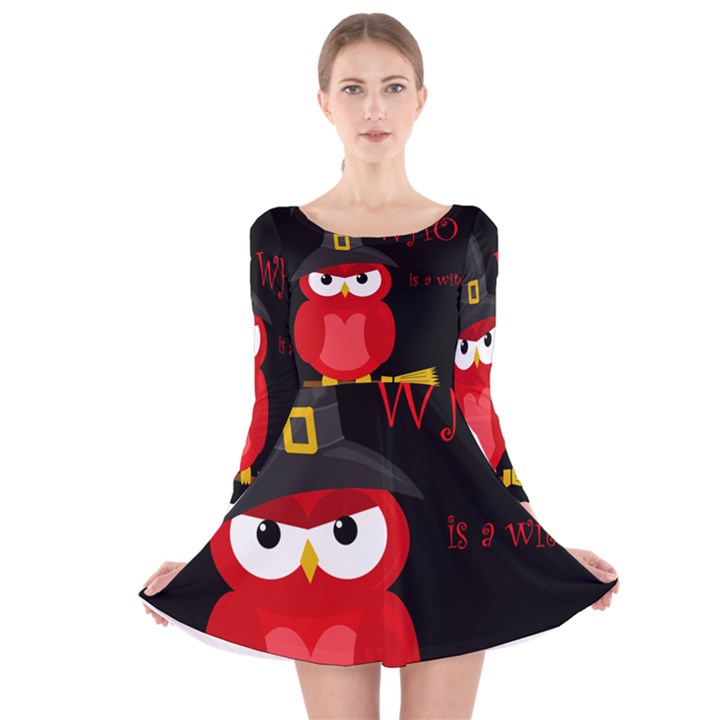 Who is a witch? - red Long Sleeve Velvet Skater Dress
