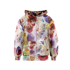 Watercolor Spring Flowers Background Kids  Zipper Hoodie by TastefulDesigns