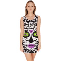 Bat Lady Sugar Skull Sleeveless Bodycon Dress by burpdesignsA