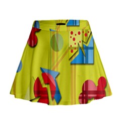 Playful Day - Yellow  Mini Flare Skirt by Valentinaart