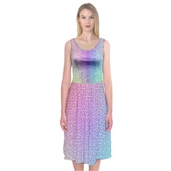 Rainbow Colorful Grid Midi Sleeveless Dress