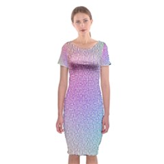Rainbow Colorful Grid Classic Short Sleeve Midi Dress by designworld65