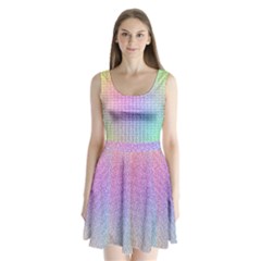 Rainbow Colorful Grid Split Back Mini Dress  by designworld65