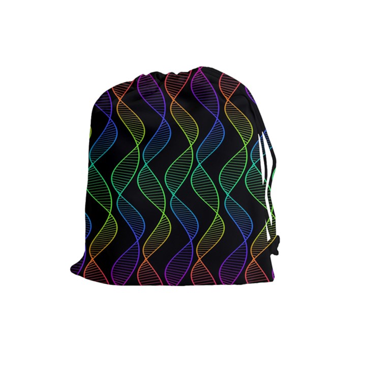 Rainbow Helix Black Drawstring Pouches (Large) 