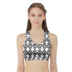 White And Black Elegant Pattern Sports Bra With Border