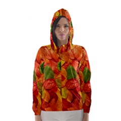 Colorful Fall Leaves Hooded Wind Breaker (Women)