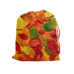 Colorful Fall Leaves Drawstring Pouches (Extra Large)