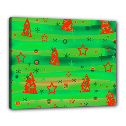 Green Xmas Magic Canvas 20  X 16  by Valentinaart