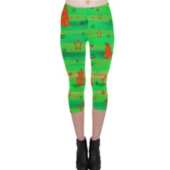 Green Xmas Magic Capri Leggings  by Valentinaart