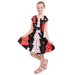 Red Playful Xmas Kids  Short Sleeve Dress