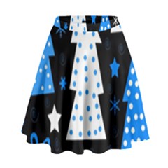 Blue Playful Xmas High Waist Skirt by Valentinaart