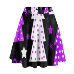 Purple Playful Xmas High Waist Skirt by Valentinaart