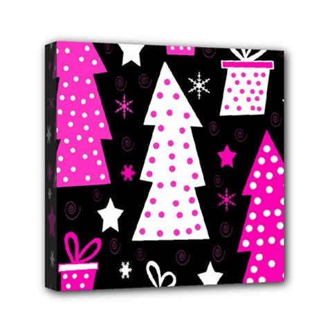 Pink Playful Xmas Mini Canvas 6  X 6  by Valentinaart