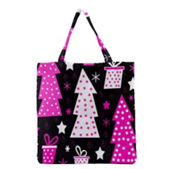Pink Playful Xmas Grocery Tote Bag by Valentinaart