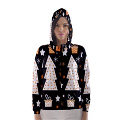 Orange Playful Xmas Hooded Wind Breaker (women) by Valentinaart