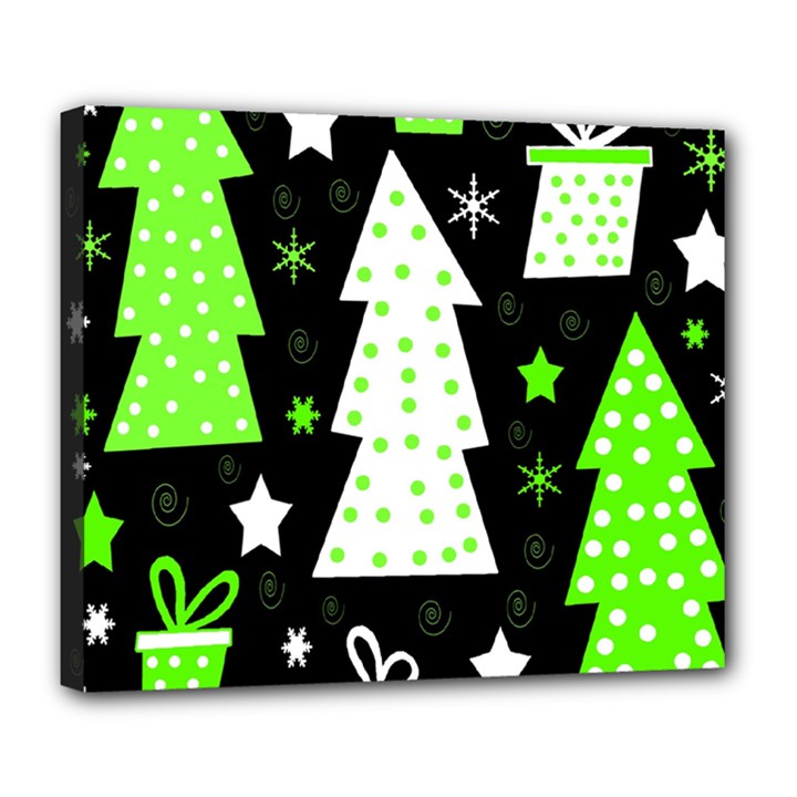 Green Playful Xmas Deluxe Canvas 24  x 20  