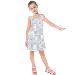 Houses Pattern Kids  Sleeveless Dress