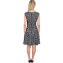 Black and White Tribal Pattern Capsleeve Midi Dress View2