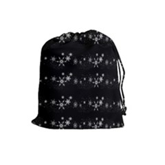 Black Elegant  Xmas Design Drawstring Pouches (large)  by Valentinaart