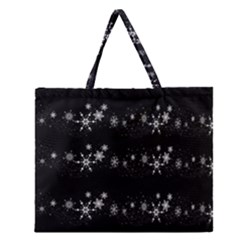 Black Elegant  Xmas Design Zipper Large Tote Bag