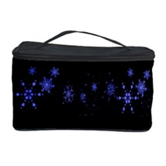 Xmas Elegant Blue Snowflakes Cosmetic Storage Case by Valentinaart