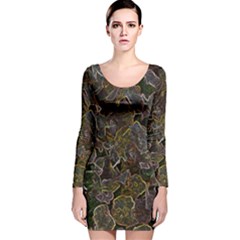 Autumn Leaves 1 Long Sleeve Velvet Bodycon Dress by DeneWestUK