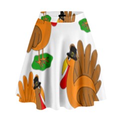 Thanksgiving Turkeys High Waist Skirt by Valentinaart