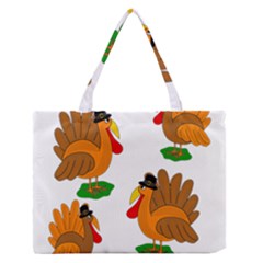 Thanksgiving Turkeys Medium Zipper Tote Bag by Valentinaart