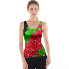 Xmas Red Flowers Tank Top by Valentinaart