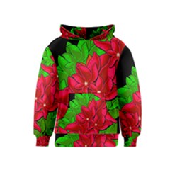 Xmas Red Flowers Kids  Pullover Hoodie by Valentinaart