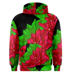 Xmas Red Flowers Men s Zipper Hoodie by Valentinaart