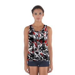 Red Abstract Flowers Women s Sport Tank Top  by Valentinaart