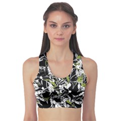 Green Floral Abstraction Sports Bra by Valentinaart